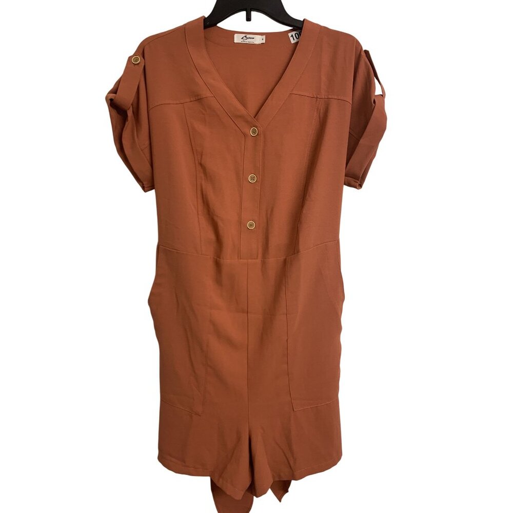 Byinns Casual Button Belted‎ Wrap Shorts Romper Size M